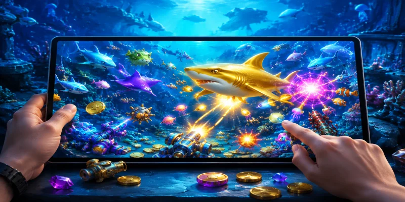 Giao diện sảnh bắn cá hi88 mô phỏng đại dương sâu thẳm với đồ họa 3D chân thực