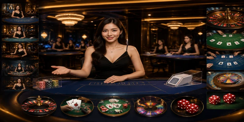 Giao diện trực quan và chuyên nghiệp tại sảnh live casino hi88 với dàn Dealer thực tế.